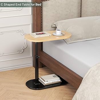 象嵌ベッドサイドテーブル① Amazon｜[JIMSHUINIO] 差し込み サイドテーブル 昇降式 サイド